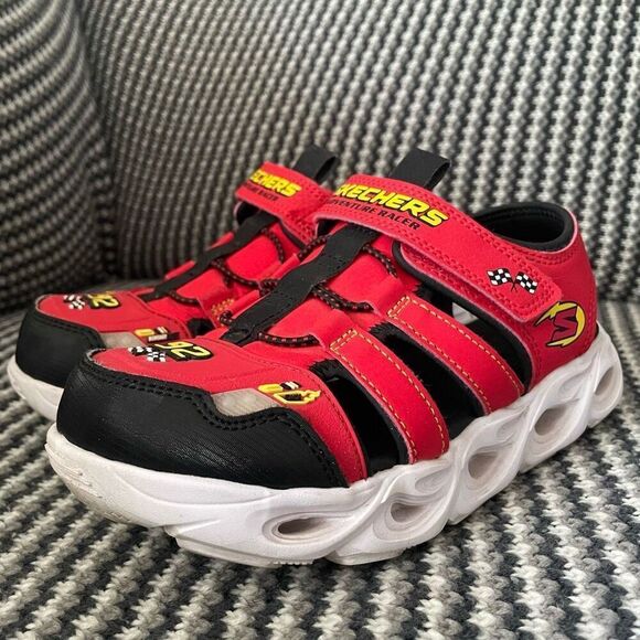 Skechers S-Lights: Thermo-Flash - Hydro-Flare red light up sandal kids size 2 - Picture 3 of 11